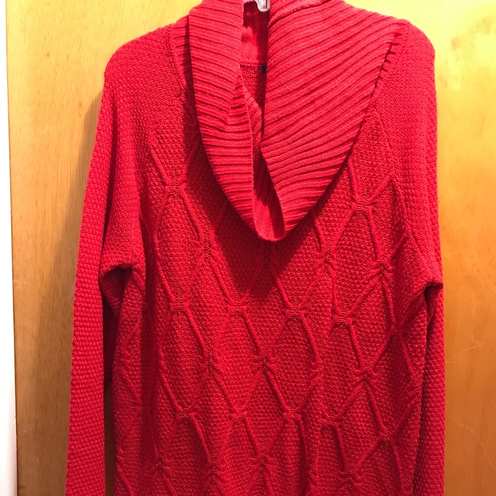 NYC Alliance Red Cowl Neck Tunic Sweater
